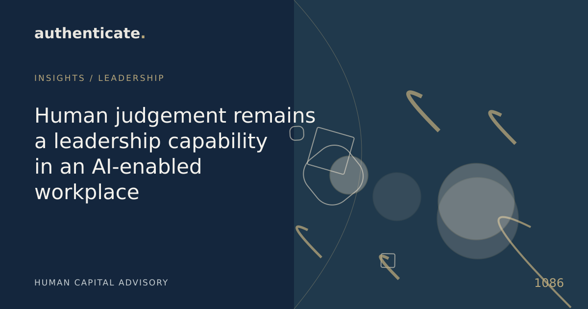 Original editorial illustration for Human judgement remains a leadership capability in an AI-enabled workplace